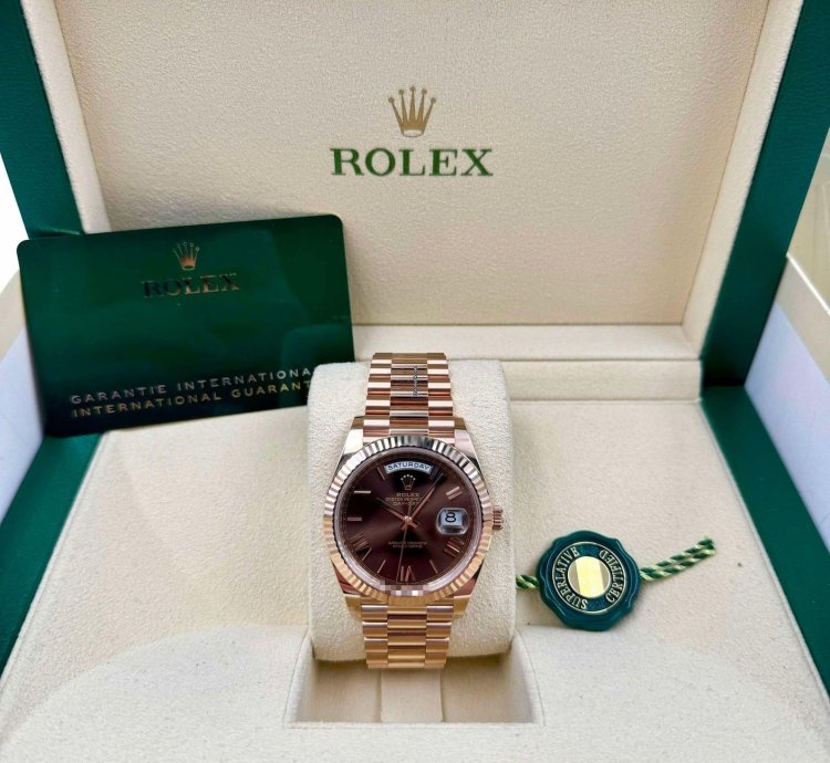 Rolex Day-date 40 228235 40mm Rose Gold Chocolate Roman Dial Unworn 2024