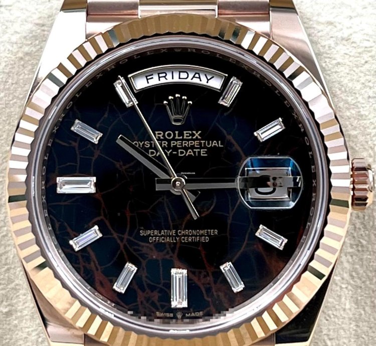 Rolex Day-date 40 228235 40mm Rose Gold Eisenkiesel Baguette Dial Unworn 2023