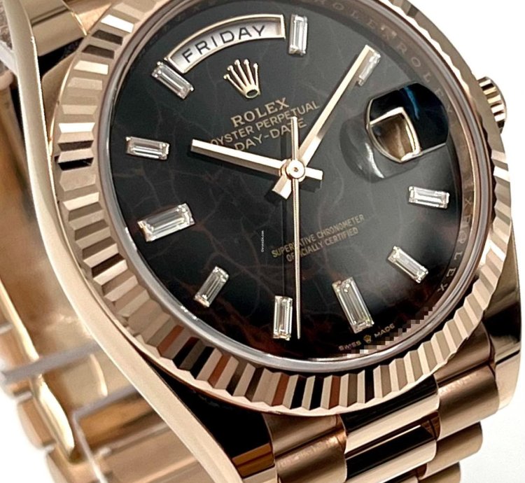 Rolex Day-date 40 228235 40mm Rose Gold Eisenkiesel Baguette Dial Unworn 2023