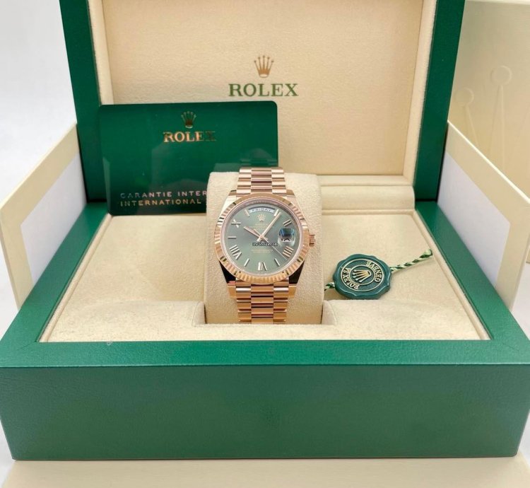 Rolex Day-date 40 228235 40mm Rose Gold Olive Green Roman Dial Unworn 2024