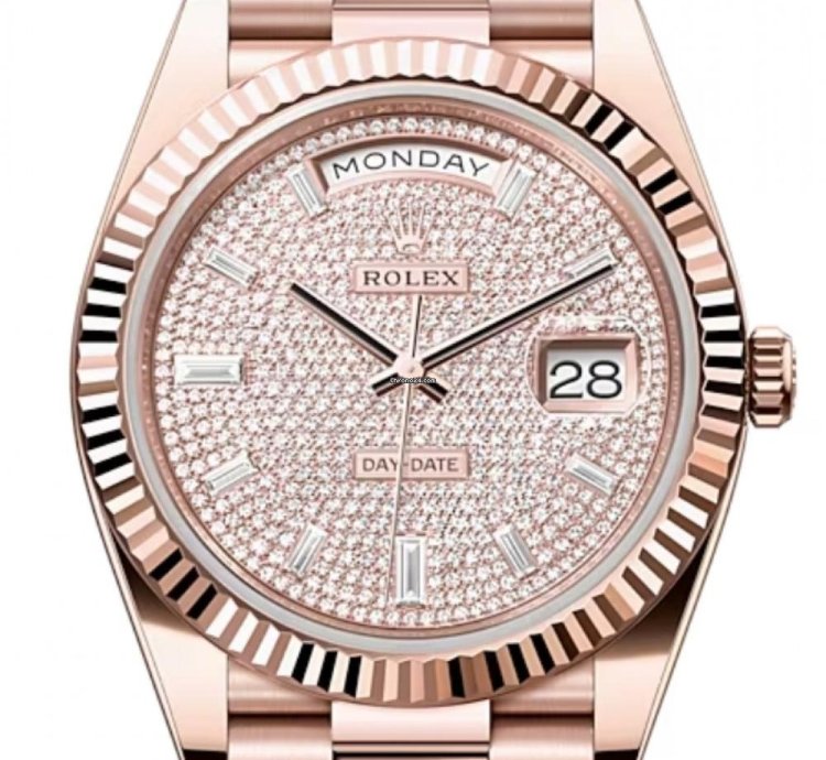 Rolex Day-date 40 228235 40mm Rose Gold Pave Dial Unworn 2023