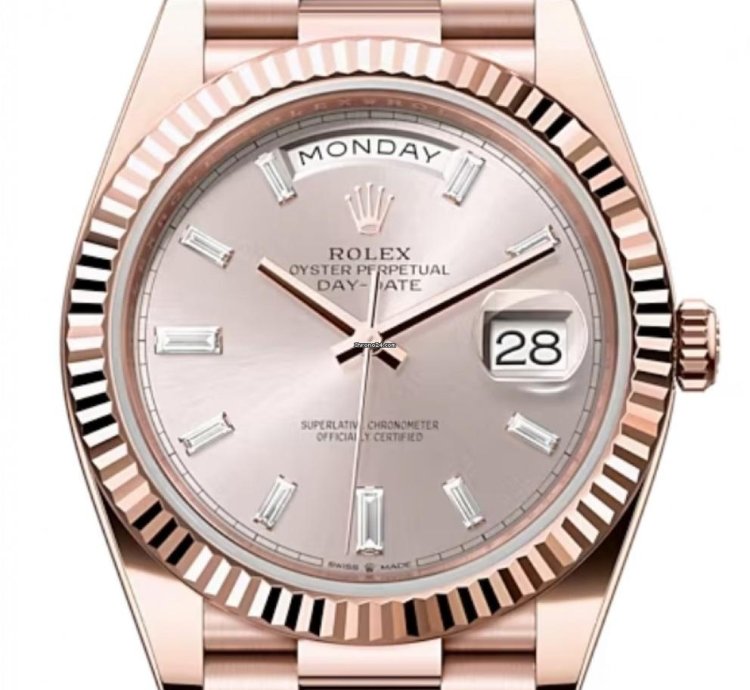 Rolex Day-date 40 228235 40mm Rose Gold Sundust Baguette Dial Unworn 2023