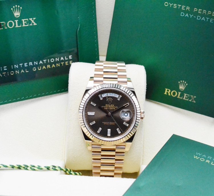 Rolex Day-date 40 228235 Choco Baguette Dial Unworn