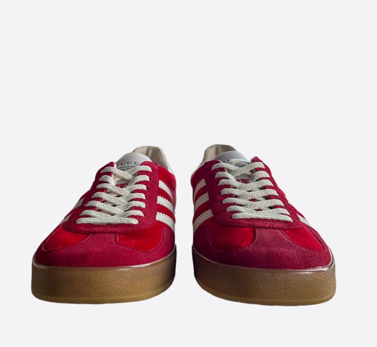 Gucci Adidas Red White Gazelle Sneakers