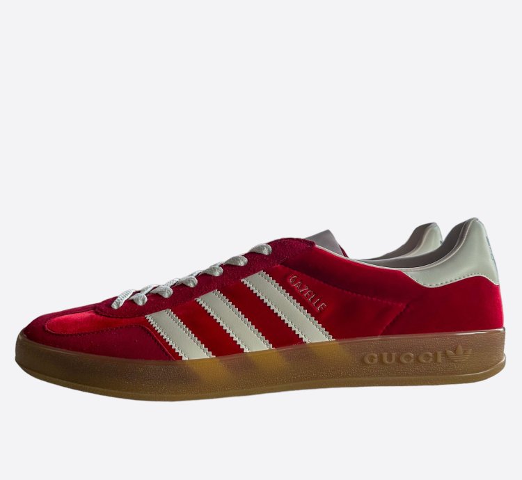 Gucci Adidas Red White Gazelle Sneakers