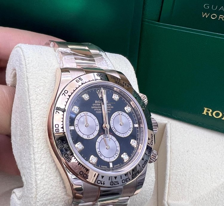 Rolex Daytona Black And Sundust Diamond-set Dial Rose Gold