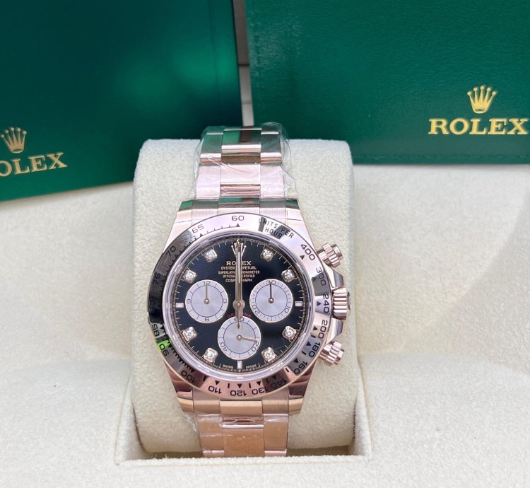 Rolex Daytona Black And Sundust Diamond-set Dial Rose Gold