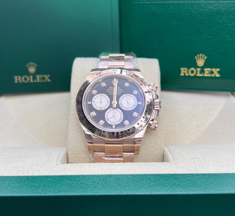 Rolex Daytona Black And Sundust Diamond-set Dial Rose Gold