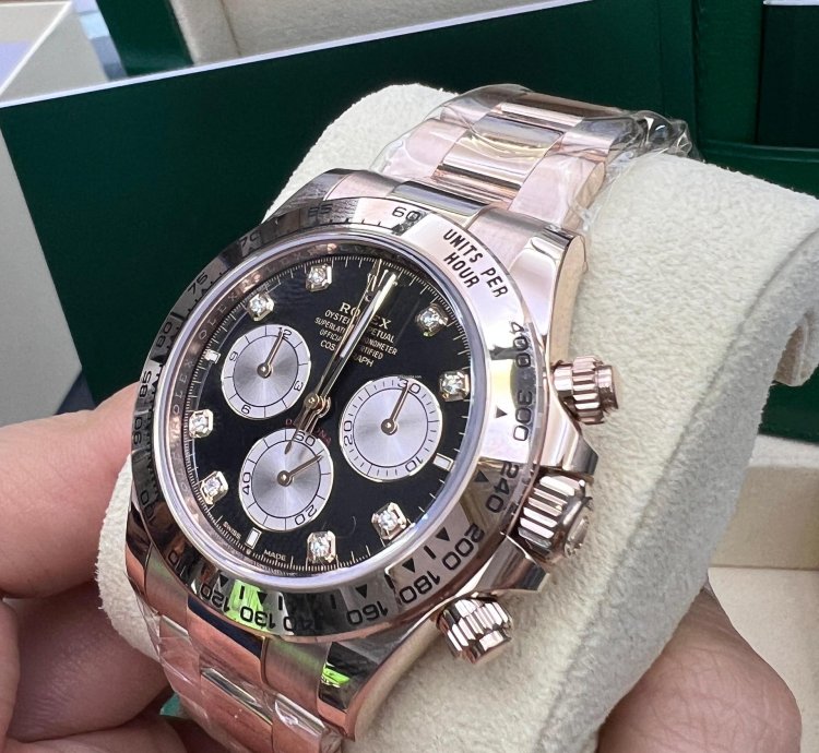 Rolex Daytona Black And Sundust Diamond-set Dial Rose Gold