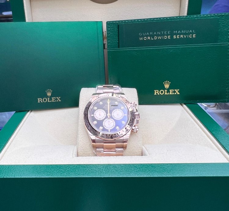 Rolex Daytona Black And Sundust Diamond-set Dial Rose Gold