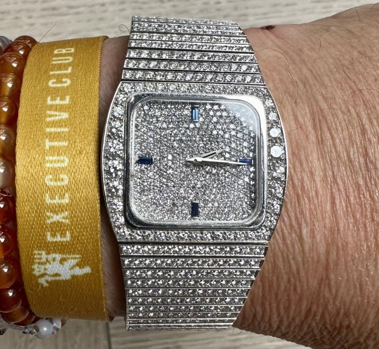 Patek Philippe Diamond Set Cushion Case Bracelet Watch Ref 3636