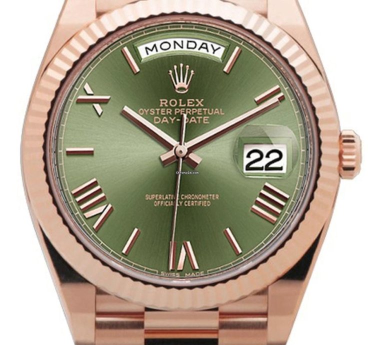 Rolex Day-date 40 228235 Day-date 40mm Rose Gold Olive Green Roman Dial Presidential