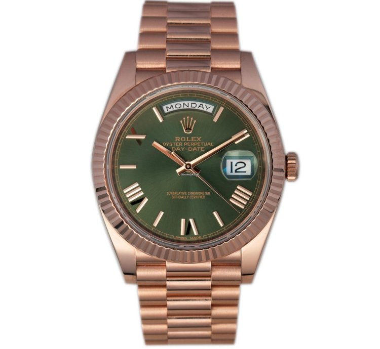 Rolex Day-date 40 228235 Olive Green 60th Anniversary Day-date 40 President Rose Gold Full Set