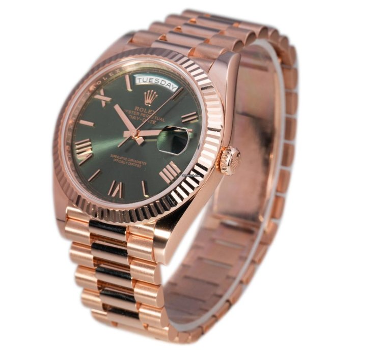 Rolex Day-date 40 228235 Olive Green 60th Anniversary Day-date 40 President Rose Gold Full Set
