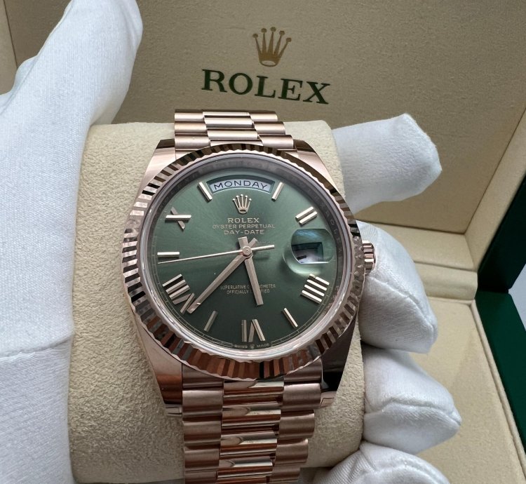 Rolex Day-date 40 228235 Olive Rose Gold Green Dial New 2023