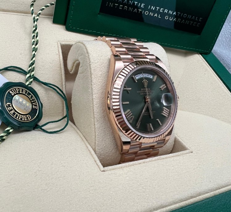 Rolex Day-date 40 228235 Olive Rose Gold Green Dial New 2023