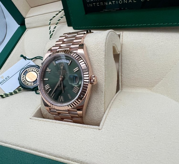 Rolex Day-date 40 228235 Olive Rose Gold Green Dial New 2023