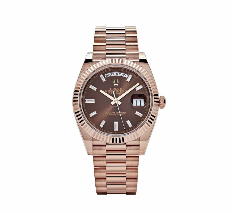 Rolex Day-date 40 228235 Rose Gold Chocolate Baguette Diamond Dial 2024