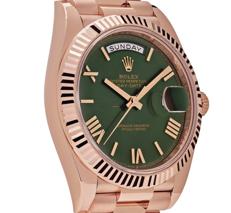 Rolex Day-date 40 228235 Rose Gold Olive Green Dial 2024