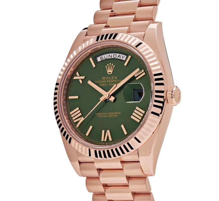 Rolex Day-date 40 228235 Rose Gold Olive Green Dial 2024
