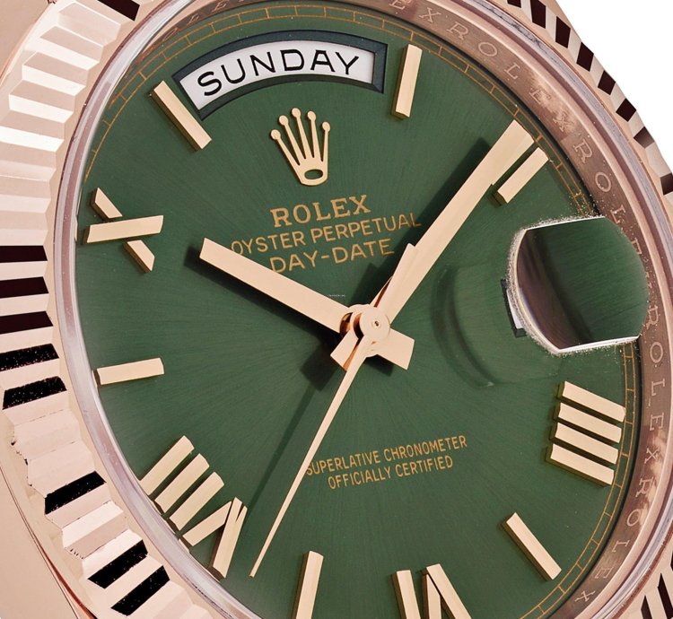 Rolex Day-date 40 228235 Rose Gold Olive Green Dial 2024