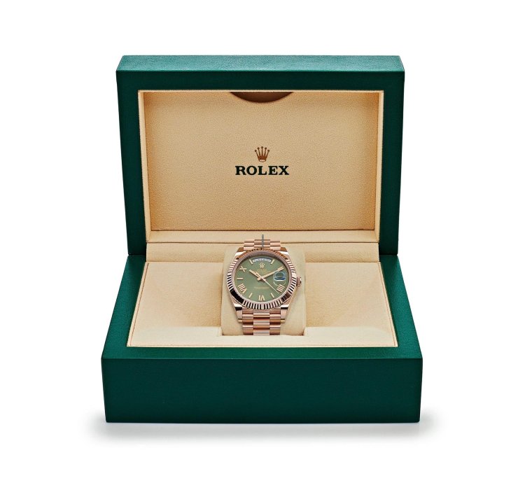 Rolex Day-date 40 228235 Rose Gold Olive Green Dial 2024