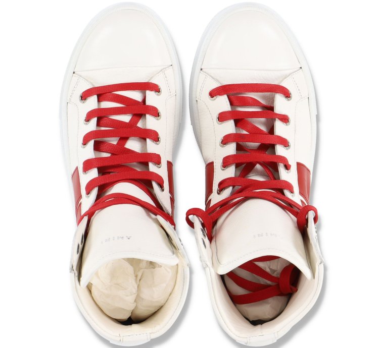 White And Red Sunset Hi-top Leather Trainers