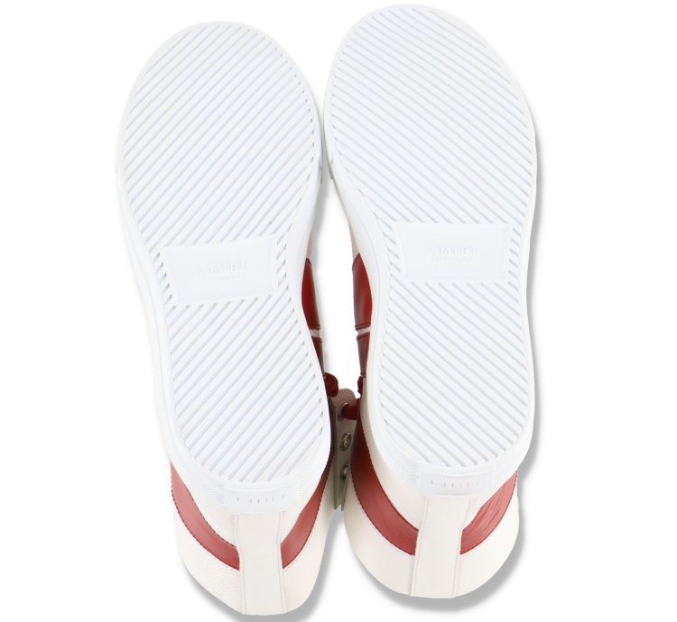 White And Red Sunset Hi-top Leather Trainers