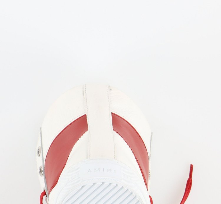 White And Red Sunset Hi-top Leather Trainers
