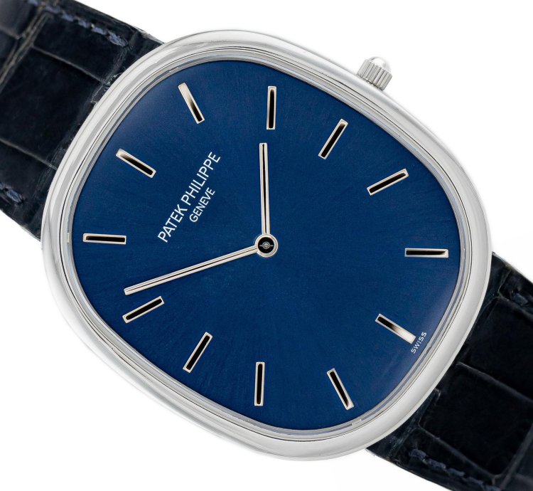 Patek Philippe Golden Ellipse Platinum Blue Dial Ref 5738p-001 Full Set