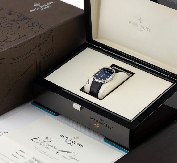 Patek Philippe Golden Ellipse Platinum Blue Dial Ref 5738p-001 Full Set