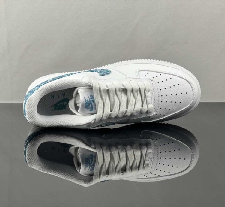 Nike Air Force 1 Low Essential White Worn Blue Paisley