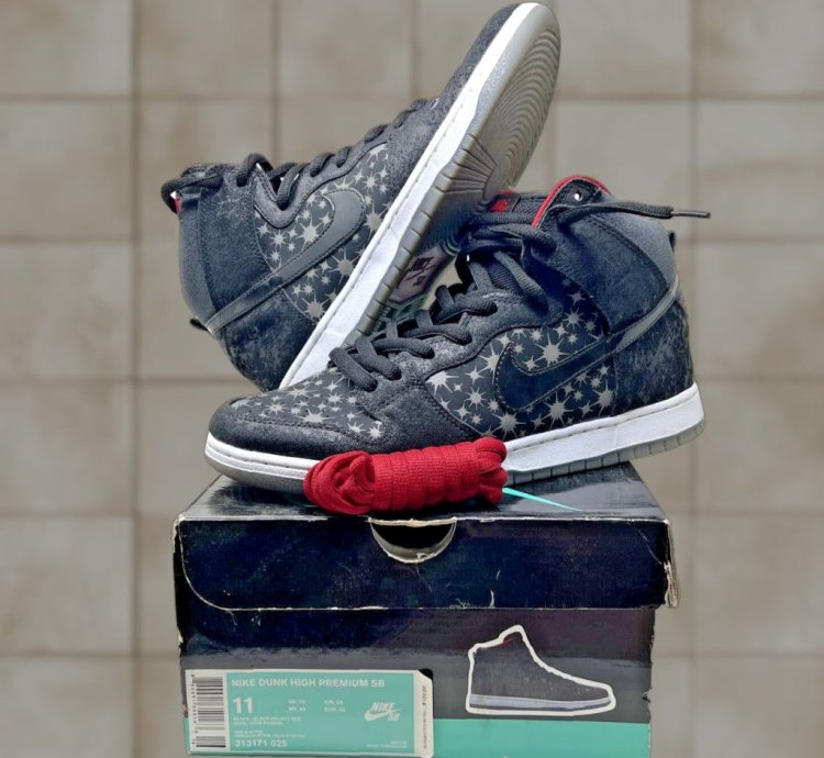 Vintage Nike Sb Dunk High Premium Paparazzi 2014 Black Athletic Sneaker Men Size 11