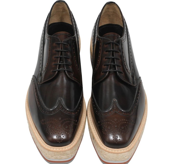 Wingtip Platform Derby Brogues Leather Medallion - 009669