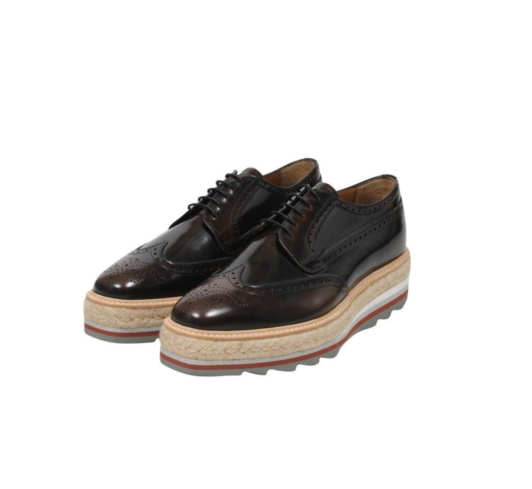 Wingtip Platform Derby Brogues Leather Medallion - 009669
