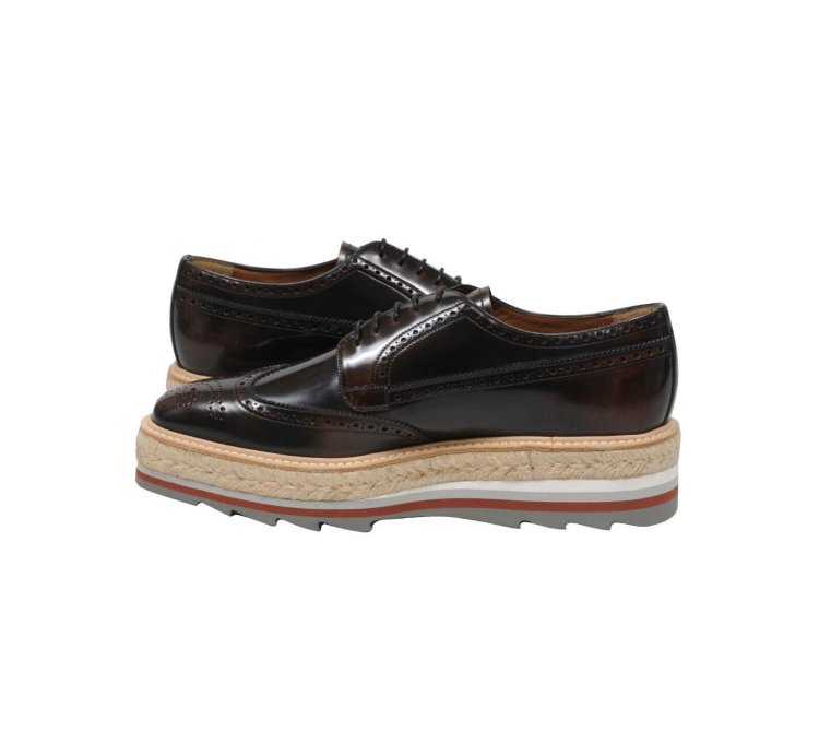 Wingtip Platform Derby Brogues Leather Medallion - 009669