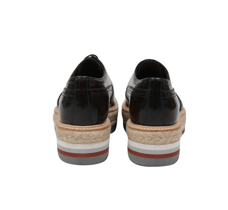 Wingtip Platform Derby Brogues Leather Medallion - 009669