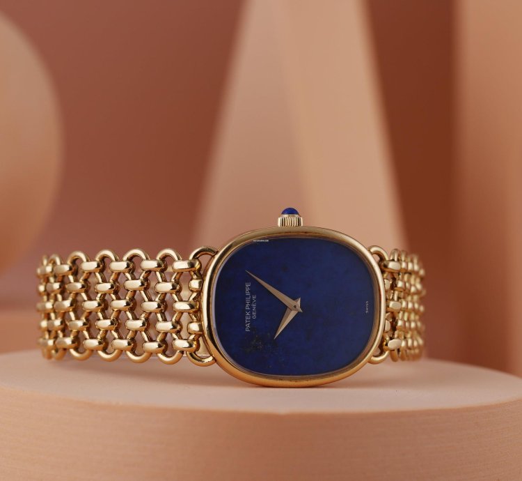 Patek Philippe Golden Ellipse Ultra Rare Golden Ellipse Ref 3848 901 Lapis Lazuli Dial 27mm 18k Yellow Gold Box And Papers 1980