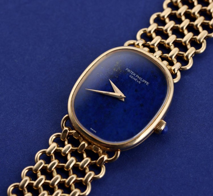 Patek Philippe Golden Ellipse Ultra Rare Golden Ellipse Ref 3848 901 Lapis Lazuli Dial 27mm 18k Yellow Gold Box And Papers 1980