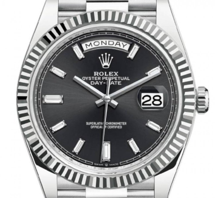 Rolex Day-date 40 228236 40mm Platinum Bracelet Black Baguette Dial Unworn 2023