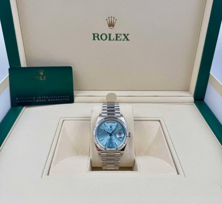 Rolex Day-date 40 228236 40mm Platinum Bracelet Ice Blue Index Dial Unworn 2023