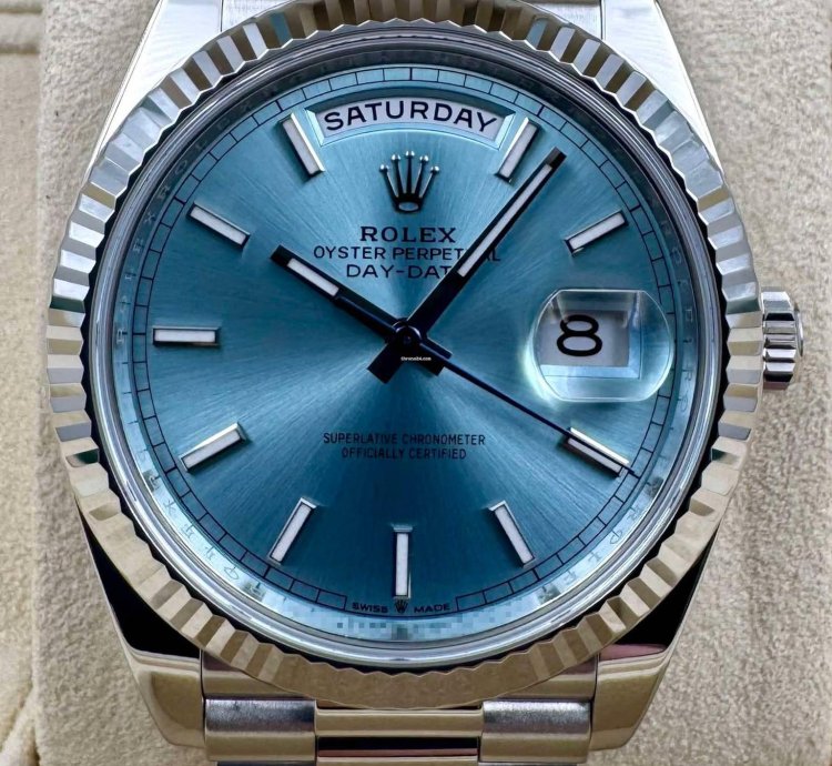 Rolex Day-date 40 228236 40mm Platinum Bracelet Ice Blue Index Dial Unworn 2023