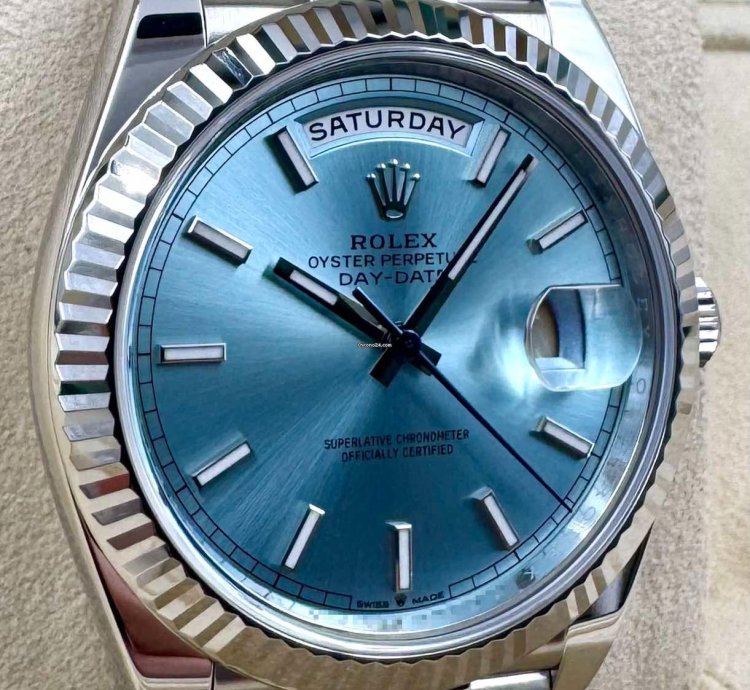 Rolex Day-date 40 228236 40mm Platinum Bracelet Ice Blue Index Dial Unworn 2023