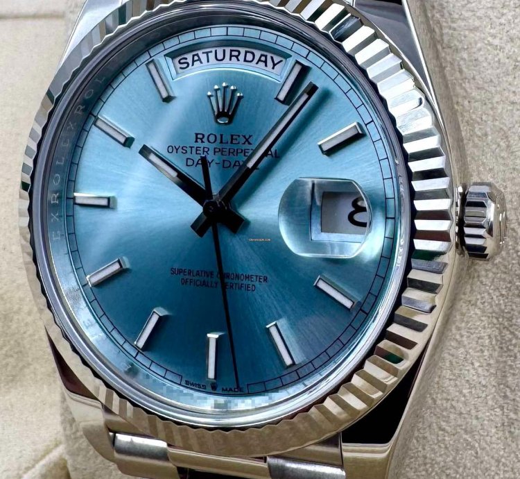 Rolex Day-date 40 228236 40mm Platinum Bracelet Ice Blue Index Dial Unworn 2023
