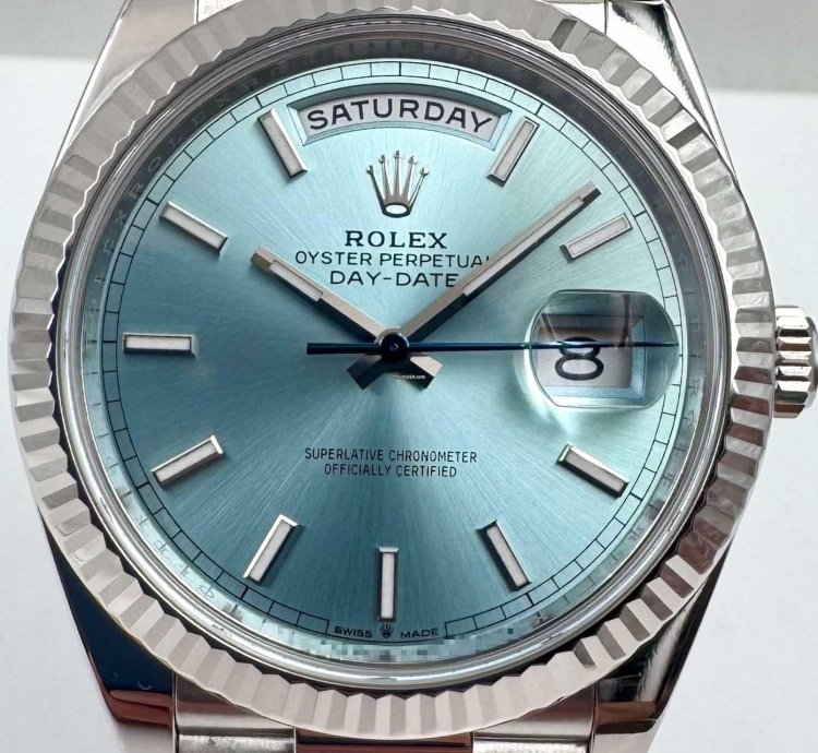 Rolex Day-date 40 228236 40mm Platinum Bracelet Ice Blue Index Dial Unworn 2023