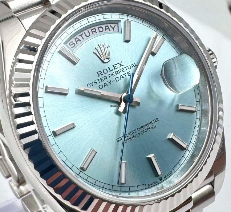 Rolex Day-date 40 228236 40mm Platinum Bracelet Ice Blue Index Dial Unworn 2023