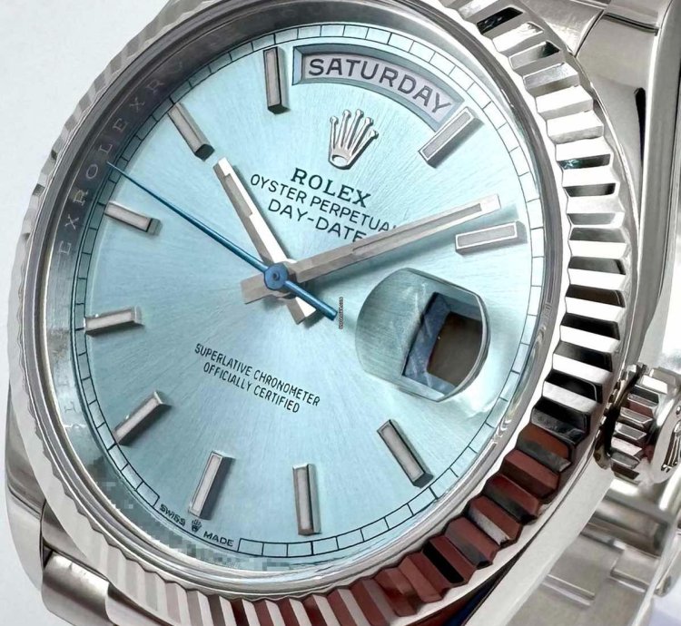 Rolex Day-date 40 228236 40mm Platinum Bracelet Ice Blue Index Dial Unworn 2023