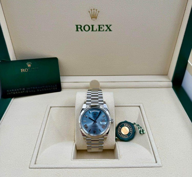 Rolex Day-date 40 228236 40mm Platinum Bracelet Ice Blue Roman Dial Unworn 2024