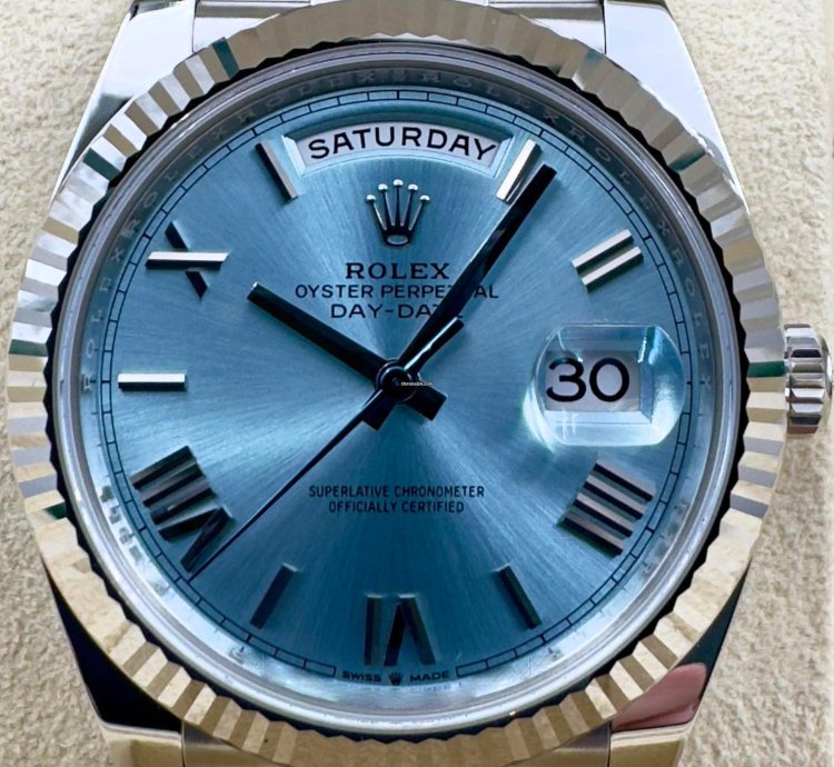 Rolex Day-date 40 228236 40mm Platinum Bracelet Ice Blue Roman Dial Unworn 2024