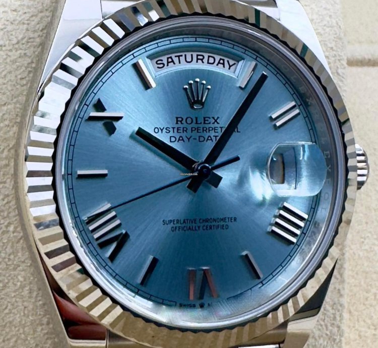 Rolex Day-date 40 228236 40mm Platinum Bracelet Ice Blue Roman Dial Unworn 2024